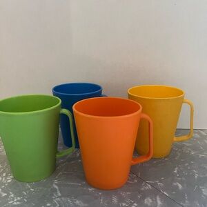 Vintage Colorful Mug Set - Green, Blue, Orange, Yellow